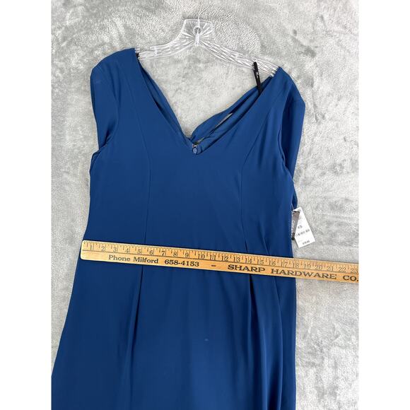 Macys Inc NWT Sheer Sleeve Dress XS Blue Tie Back V Neck Flowy - Picture 10 of 16